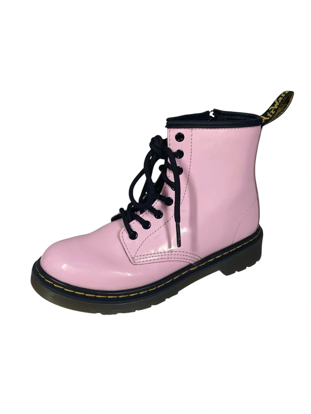 Doc Dr Martens Junior Pink Patent Leather Boots UK 1 US 2 Eur 33 1460 J Side zip